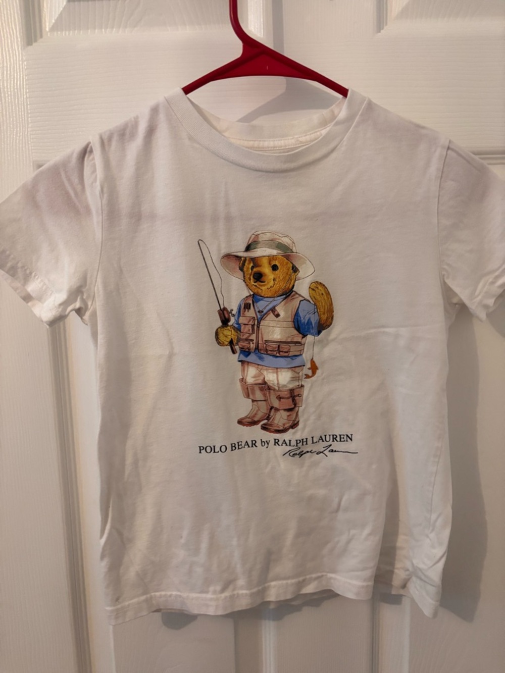 Polo by Ralph Lauren White Kids Tee with Fishing Polo Bear Graphic